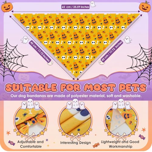 100 Pcs Halloween Dog Bandanas Bulk (25.6 x 17.7 x 17.7 Inch / Halloween)