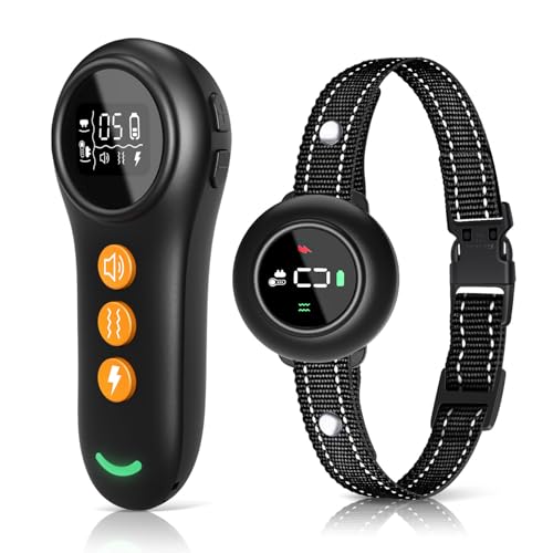 2-in-1 Dog Shock Collar & Bark Collar – 3300FT Dog Training Collar with Remote, Automatic Anti-Barking, 5 Adjustable Sensitivity Levels, IP67 Waterproof E-Collar for Small Medium Large Dogs (Black)