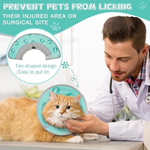 Cat Cone Collar Soft Elizabethan Collar for Surgery Recovery (Green / S (Neck 5"-7"))