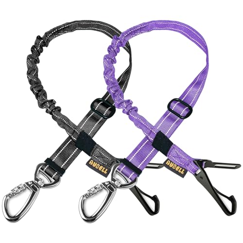 Dog Seat Belt for Car (Set Black+Purple)