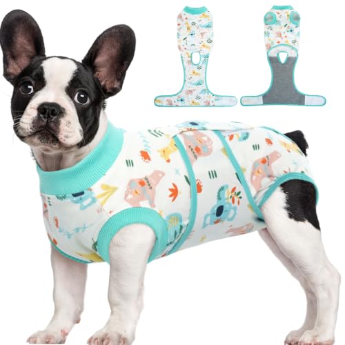 Recovery Suit for Dogs Cats (S (Back:11.4-13.4'', Weight:7-15 Lb) / Jungle Critter)