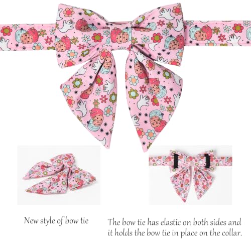 Halloween Dog Collar with Sailor Bow (Flower Ghost(Sailor Bow) / Medium (Pack of 1))