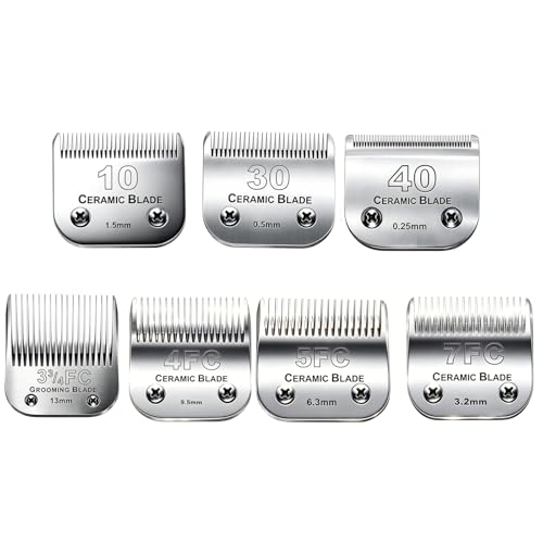 7PCS10 Blades Dog Grooming Blades Compatible with Andis Dog Clipper (#10+30+40+3fc+4fc+5fc+7fc)