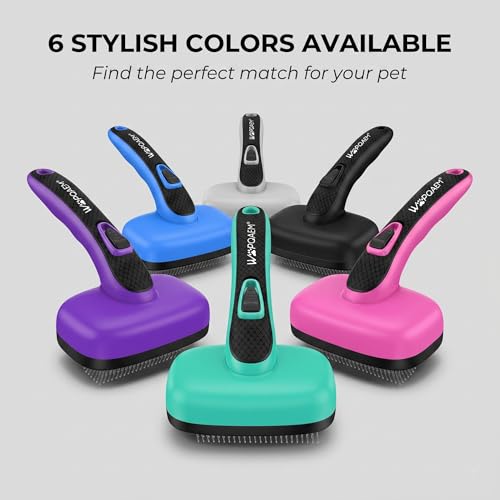 Self Cleaning Slicker Brush for Dog and Cat Shedding (Grey)