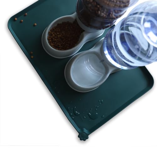 Large Silicone Pet Food Mats (24"L x 16"W / Dark Cedar)
