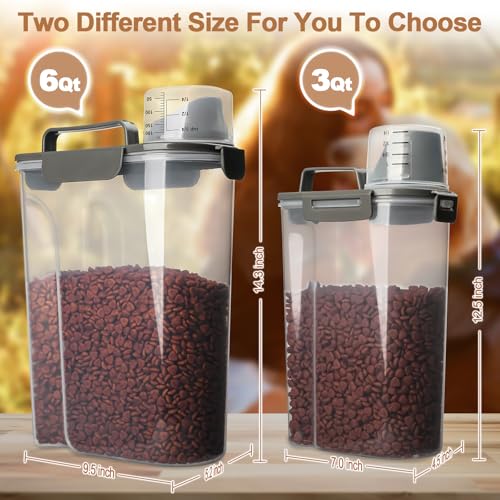 Dog Food Storage Container (Grey 6Qt+3QT)