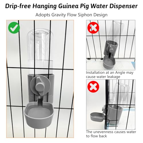 Rabbit Water Bottle 17 OZ Bunny Hanging Water Fountain Automatic Guinea Pig Water Dispenser No Leak Drinking Feeder for Bunny Chinchilla Hamsters Cat Dog Small Animals