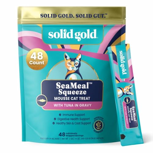SeaMeal Squeeze Tuna Lickable Cat Treats with Seaweed for Skin & Coat (96 Ounce (48 Count))