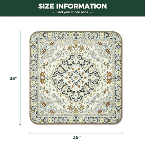 Washable Pee Pads for Dogs (Boho Beige / 35" Square (2 Packs))