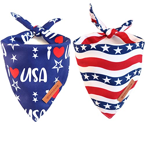 4th of July Dog Bandanas 2 Pack (American Flag / X-Large)