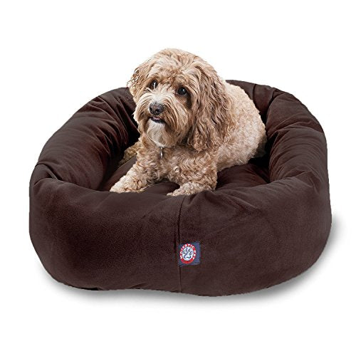 32 Inch Suede Calming Dog Bed Washable 32x23x7 (Chocolate)