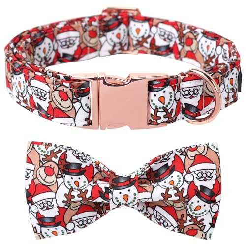 Christmas Dog Bowtie Collar (X-Small (Pack of 1) / A:Snowman Christmas)