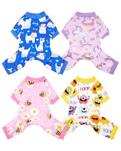4 Pack Monster Dog Pajamas for Medium Large Dogs (X-Large)