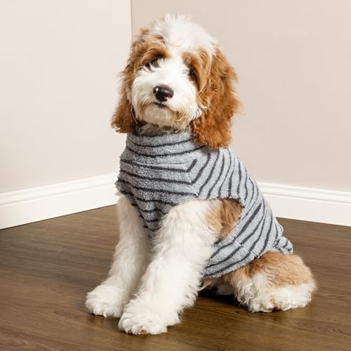 2 Pack Striped Fleece Dog Sweater (X-Large / Blue-Grey)