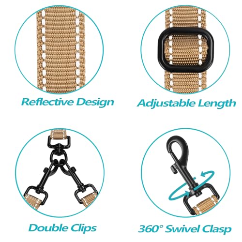 Double Dog Leash (Light Khaki)