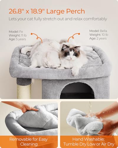 Cat Tree 40.6 (XL (26.8"L x 18.9"W x 40.6"H) / Light Gray)