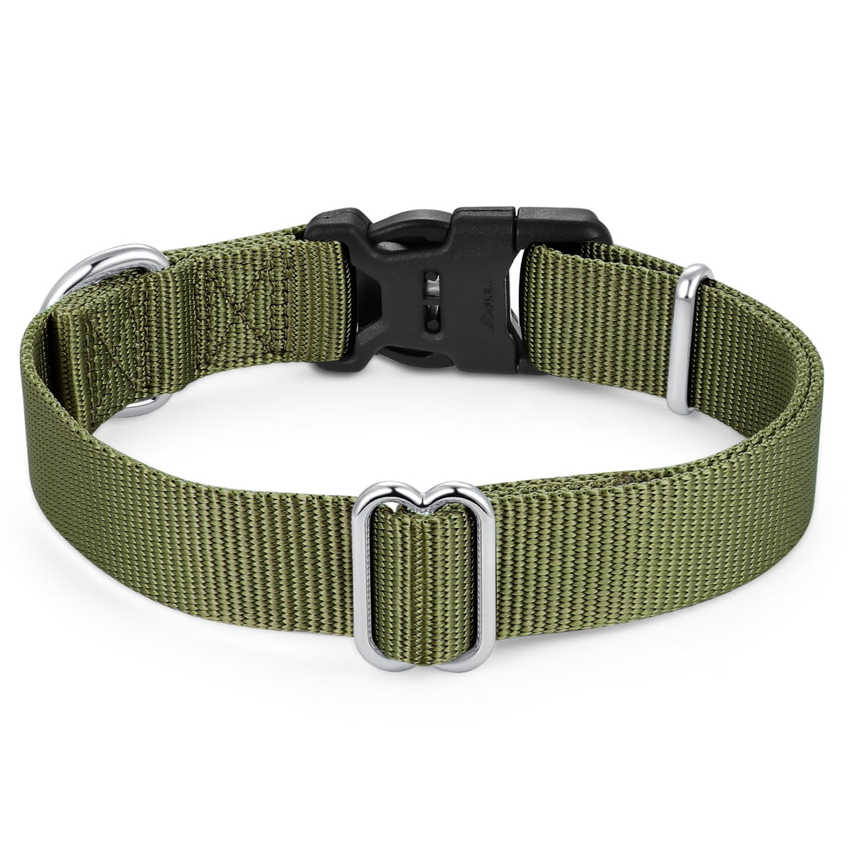 Nylon Dog Collar with Quick Release Buckle Soft Adjustable Sturdy for Small Medium Large Dogs Military Green (Military Green / L：17.5"-25.5")