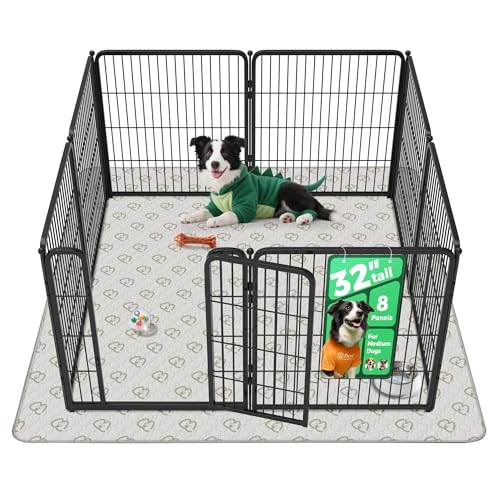 Homeplus Indoor Dog Playpen with Washable Pee Pad (Black / 32"H)
