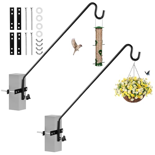 2 Packs Extended Fence Deck Heavy Duty Bird Feeder Hook (43" Long -2 Packs Fence Deck Hook)