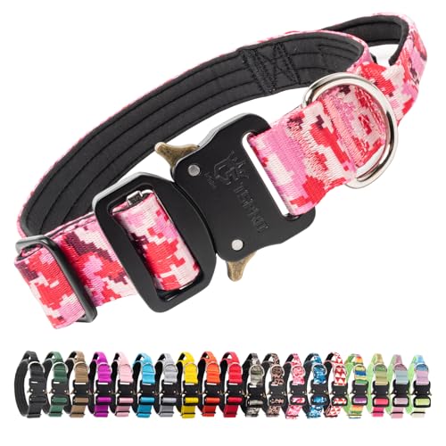 Tactical Dog Collar (Camo Pink - Handle Style / M: Neck 14.5" to 18")