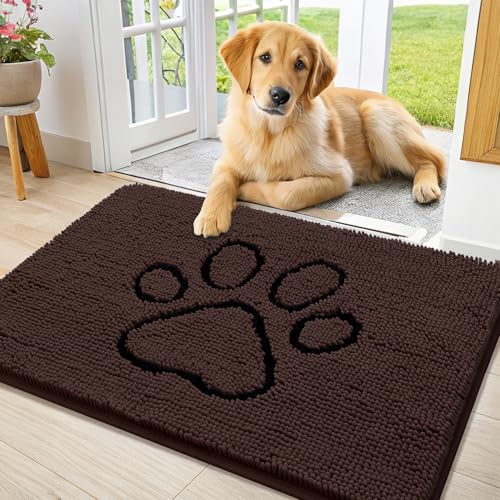 Dog Door Mat for Muddy Paws (36"X24" / Brown and Black)
