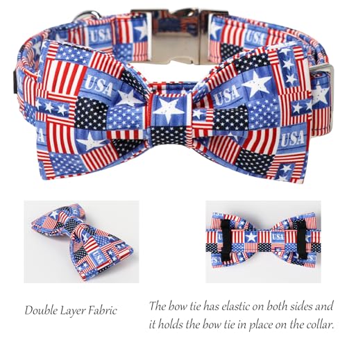 4th of July Dog Collar with Bowtie (Flag USA / Small (Pack of 1))