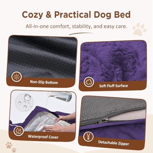 Waterproof Orthopedic Dog Beds for Large Sized Dog (36.0"L x 27.0"W x 8.0"Th / Deep Purple)