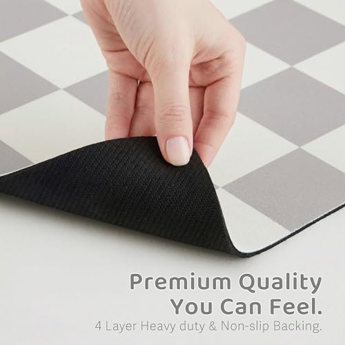 Checkered Dog Feeding Mat (24"L x 16"W / Grey)