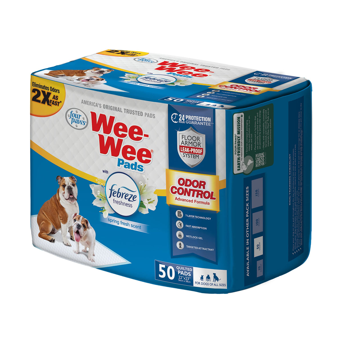 Wee Wee Odor Control with Febreze Freshness Pee Pads for Dogs & Puppies (50 Count)