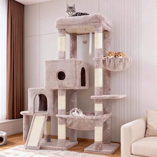 Cat Tree Tower with Plush Steped Condos (50 inches / Muchroom)