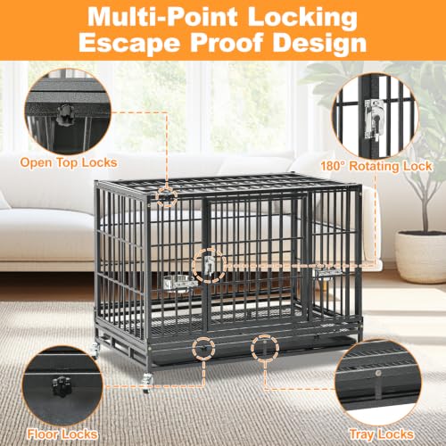 3 Pack Three Tier 37" Heavy Duty Stackable Dog Crate with Wheels (37"L x 22.5"W x 29.5"H - 3 Tiers - 3 Pack)