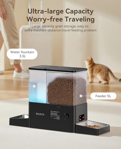 Automatic Cat Feeder and Water Dispenser (Black / 8.5L-Standard)