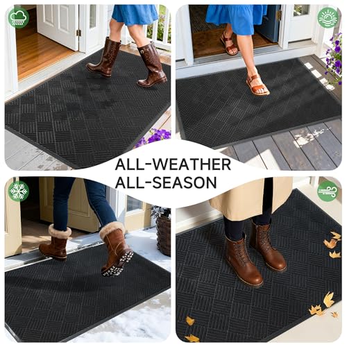 Front Door Mat (2' x 4' (Rectangular) / Black Diamond)