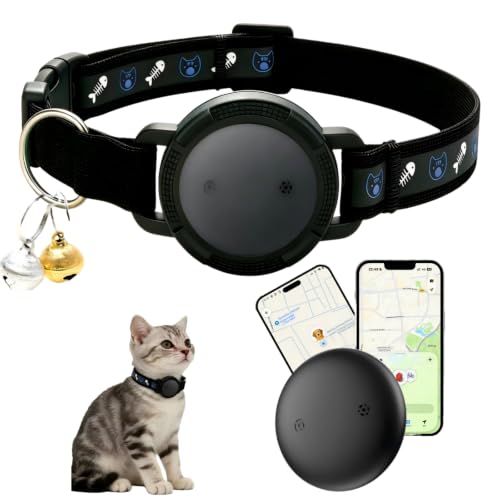 GPS Cat Tracker Collar No Subscription (Black / 1 PACK)