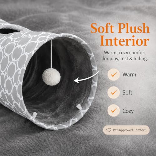 Geometric Straight Cat Tunnel with Plush Inside (Extra Large Straight Tunnel)