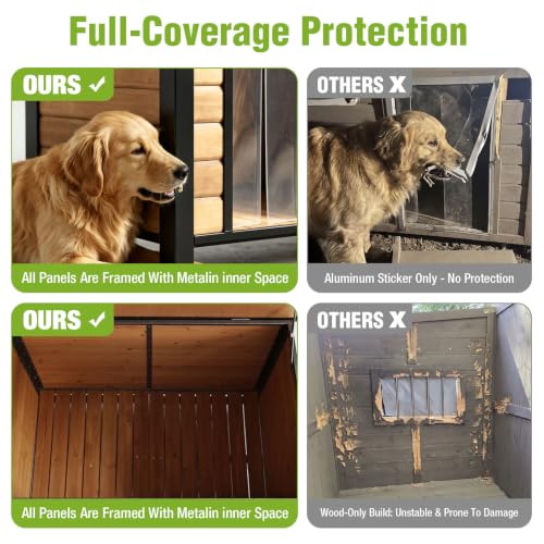 Heated Dog House Outdoor 35.5" Large Dog Kennel with Metal Frame Insulated Dog Crate Cage for Small to Medium Dogs Outside with Heater and Insulated Liner