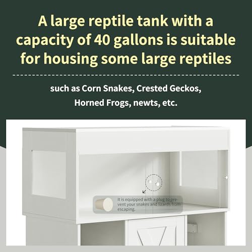 40 Gallon Reptile Terrarium Tank with Cabinet (40 Gallon / White)