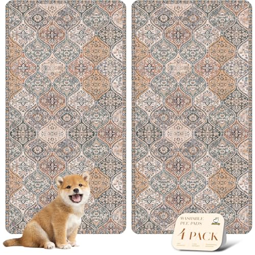 4PACK Washable Pee Pads for Dogs (24x48 Inch (Pack of 4) / Brown/Multi)