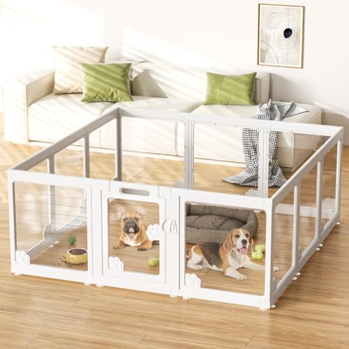 24" Acrylic Dog Playpen for Small Dogs (White- 12 Panels)
