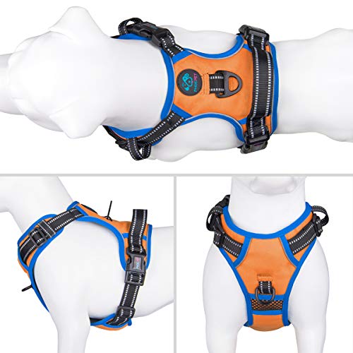 No Pull Dog Harness Medium Reflective Front Clip Vest (Orange / Medium)