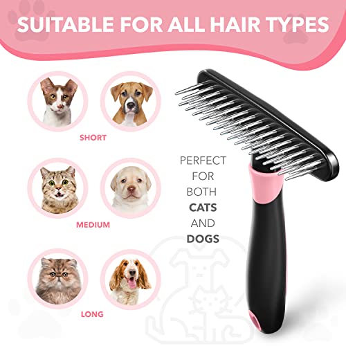 Dog rake deshedding dematting Brush Comb (Pink)