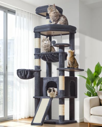 Cat Tree for Large Cats (Smoky Gray / 72 Inches)