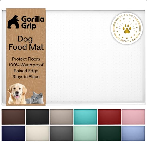 Dog Food Mat 100% Waterproof Silicone (White / 32"l X 24"w)