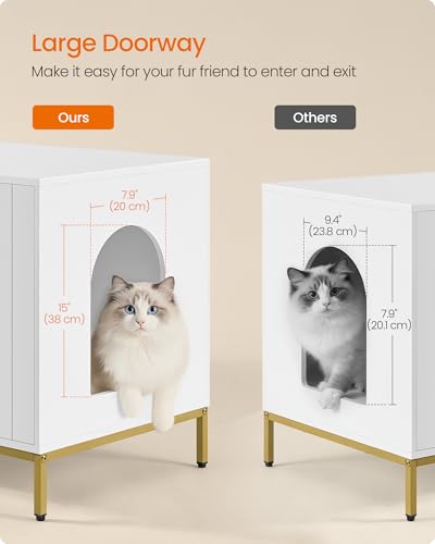 Double Cat Litter Box Enclosure (White + Gold / XXL (47.2"L x 17.7"W x 21.7"H))