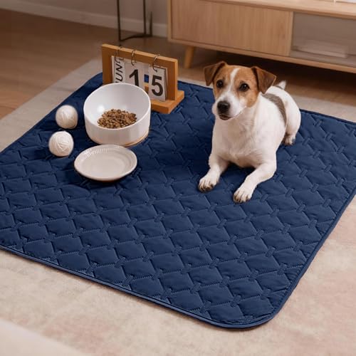 100% Double Sided Waterproof Dog Blanket Soft Pet Bed Cover Reversible Protect Furniture Couch Sofa Car for Puppy Large Dog Cat (30x30 Inch (Pack of 1) / Dark Navy/Light Navy)