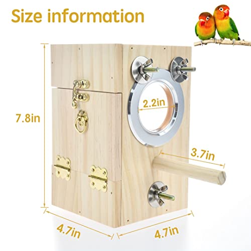 Bird Nest Box Parakeet Breeding Nest Box Bird Nest House Wooden Acrylic Transparent Breeding Box for Finch Lovebirds Cockatiel Budgie Conure Parrot (X-Small)