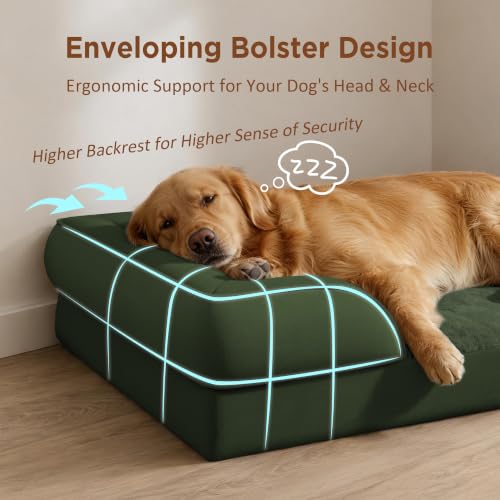 Waterproof Orthopedic Dog Beds for Extra Large Dog (45.0"L x 35.0"W x 8.5"Th / Olive Green)