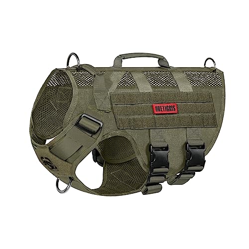 No Pull Tactical Dog Mesh Harness for Medium Dogs (Green / M)