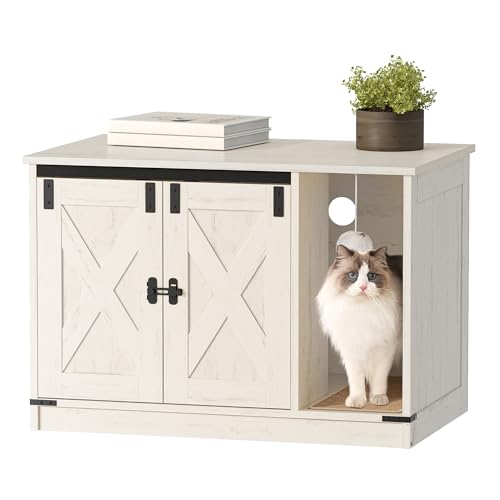 Cat Litter Box Enclosure (31.5"L x 19.7"W x 20.9"H / White)