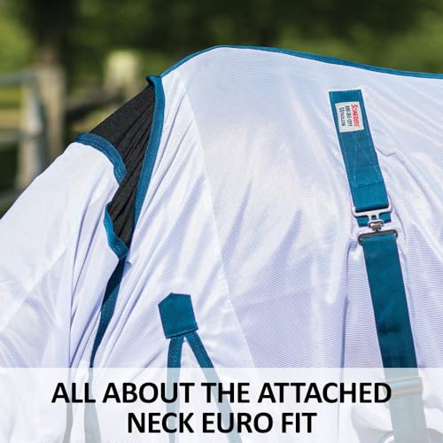 Soft Interlock Mesh II Horse Fly Sheets (Horse Size 82 / Horse Attached Neck Euro Bellyband / White)